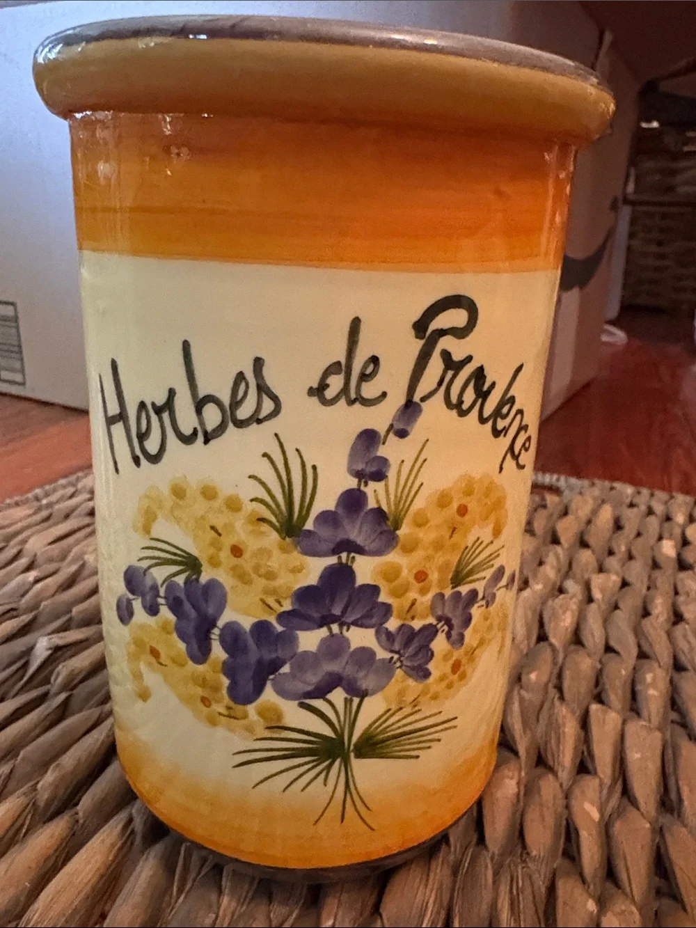 Herbes de Provence Ceramic Canister - Yellow and Purple